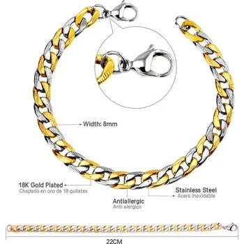 Náramek Unisex náramek z nerezové oceli - mix 03,8mm