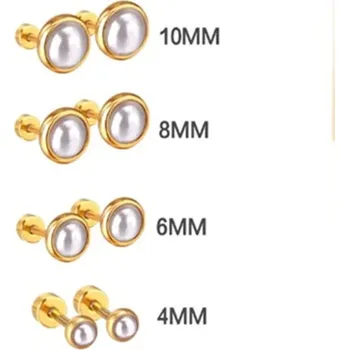 Náušnice Perlové náušnice Luxusteel pro elegantní ženy - Zlatá,4mm