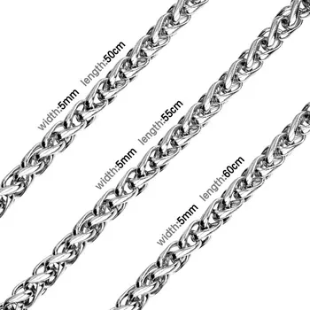 Řetízek Ocelový luxusní unisex řetízek - 5mm Pšeničná stříbrná,50cm