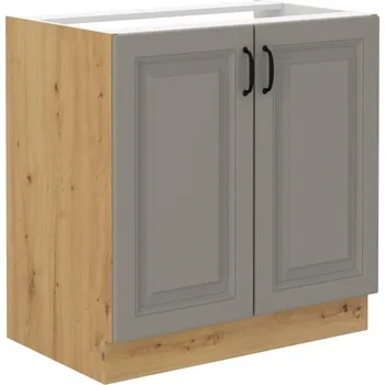 Kuchyňská skříňka LEMPERT Dolní skříňka dřezová STELLA 1 (80 cm) claygrey / dub artisan