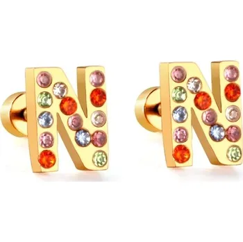 Náušnice Nerezové náušnice s písmenkovým designem - N,Stříbrná