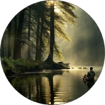 Jedlá dekorace na dort Jedlý papír rybář na řece 19,5cm