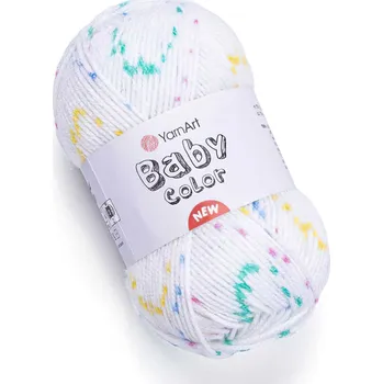 Příze Pletací / háčkovací příze YarnArt BABY COLOR NEW 214 bílo-fialkovo-zeleno-žlutá žíhaná, efektní, 50g/150m