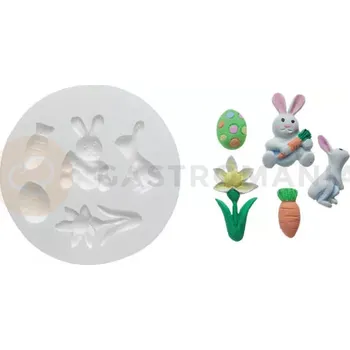 Kuchyňská sůl Silikonová forma na cukrovou hmotu ve tvaru jarních figurek - SLK211, 23x28/49x27 mm | SILIKOMART, SugarFlex