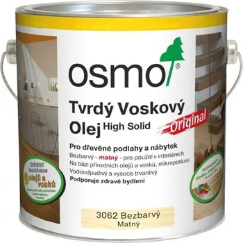 barva a nátěr na dřevo Osmo - tvrdý voskový olej Original, 3062 bezbarvý matný - 375 ml