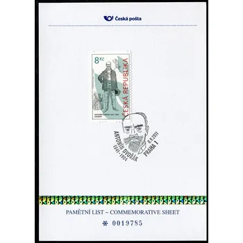 Poštovní známka Česká pošta (2011) PLZ 8b - Pamětní list - Antonín Dvořák (bez mikrotextu)