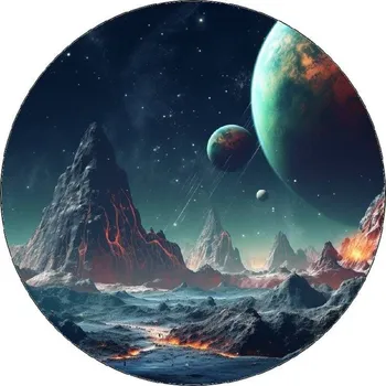 Jedlá dekorace na dort Jedlý papír planeta s krátery 2 19,5cm