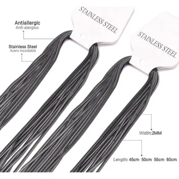 Náhrdelník Ocelový hypoalergenní náhrdelník - Černá,2mm x 50cm