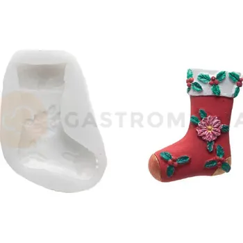 Kuchyňská sůl Silikonová forma na cukrovou hmotu ve tvaru vánoční ponožky - SLK053, 65x47 mm | SILIKOMART, SugarFlex