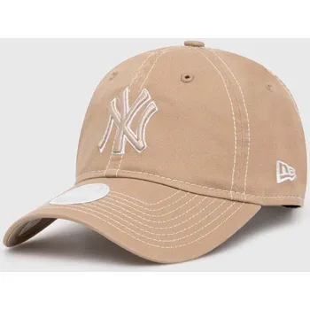 Kšiltovka Bavlněná baseballová čepice New Era 9Forty New York Yankees béžová barva, s aplikací, 60434986, ONE SIZE, 80X