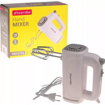 RUČNÍ MIXÉR Kuchyňský robot 5 rychlostí 4 Míchadla KAMILLE 150W bílý