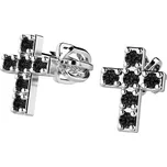 Dámské náušnice žluté zlato 585/1000 - křížky s černé zirkony kameny 140026-B-ZIR-Black