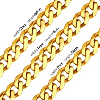 Náhrdelník Ocelový luxusní unisex řetízek - 7mm zlatá,60cm