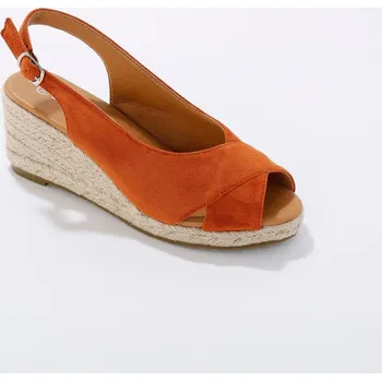 Dámské sandále Sandály na klínovém podpatku z lýka terakota 40