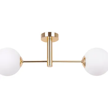 Light for home - Elegantní Stropní Svítidlo se Zlatým Provedením a Bílými Foukanými Stínidly "VICENZA", 2x40W, E14, Zlatá