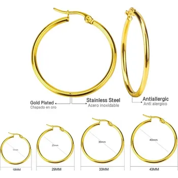 Náušnice Elegantní nerezové náušnice-velké kruhy - Zlatá,20mm