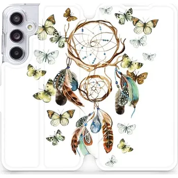 Pouzdro na mobilní telefon Flipové pouzdro Mobiwear - Samsung Galaxy A55 5G - M001P Lapač a motýlci (Knížkové flip pouzdro, obal, kryt na mobil Samsung Galaxy A55 5G - M001P Lapač a motýlci, materiál Umělá kůže + TPU - ochrana 360°, stojánek, silikonová vanička, magnetické zavírání