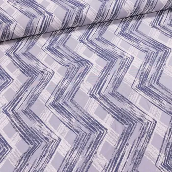 Dekorační závěs, 148/34, šedo-modrý zig zag vzor, šířka 140cm (látka v metráži)