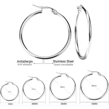 Náušnice Elegantní nerezové náušnice-velké kruhy - Stříbrná,15mm