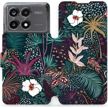 Pouzdro na mobilní telefon Flipové pouzdro Mobiwear - Xiaomi Poco X6 Pro 5G - VP13S Temná flóra (Knížkové flip pouzdro, obal, kryt na mobil Xiaomi Poco X6 Pro 5G - VP13S Temná flóra, materiál Umělá kůže + TPU - ochrana 360°, stojánek, silikonová vanička, magnetické zavírání)