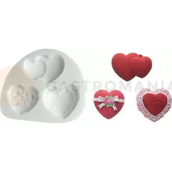 Kuchyňská sůl Silikonová forma na cukrovou hmotu ve tvaru srdcí - SLK170, 45x32 mm | SILIKOMART, SugarFlex