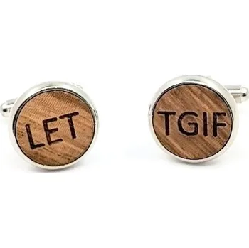 Manžetový knoflíček Manžetové knoflíčky dřevěné se zkratkami LET, TGIF