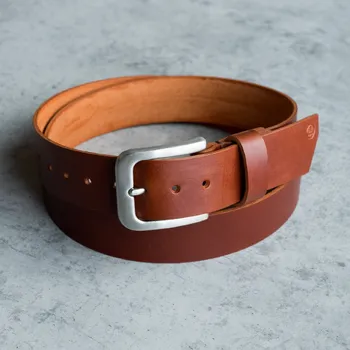 Opasek KOŽENÝ OPASEK ONE FIT ALL - HNĚDÝ 35 mm - Stříbrná přezka Vidra Brand