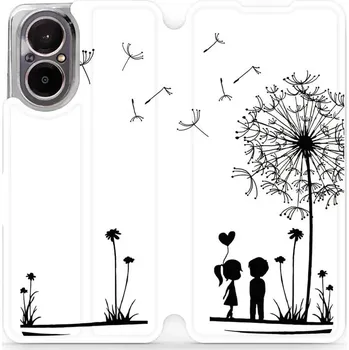 Pouzdro na mobilní telefon Flipové pouzdro Mobiwear - Realme C67 - MH16P Dvojice s pampeliškou (Knížkové flip pouzdro, obal, kryt na mobil Realme C67 - MH16P Dvojice s pampeliškou, materiál Umělá kůže + TPU - ochrana 360°, stojánek, silikonová vanička, magnetické zavírání)