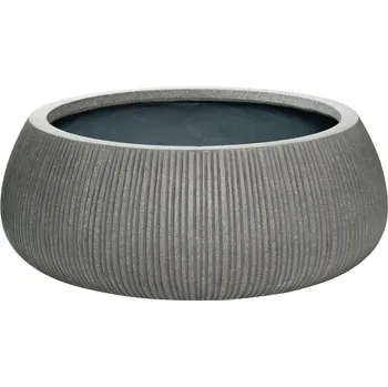 Květináč Eileen Dark Grey (vert. ridg.) XL - Ø 36 cm / V 14 cm