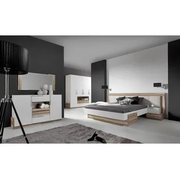 Noční stolek MEBLAR Ložnice MONA A Barva: bílá / ořech baltimor