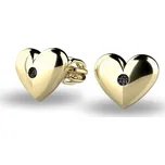 Dámské náušnice žluté zlato 585/1000 srdíčka s černé zirkony kameny 140019-ZL-ZIR-Black