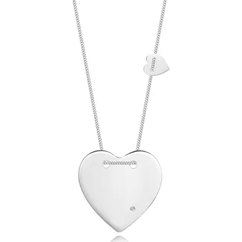 Náhrdelník Briliantový náhrdelník ze stříbra 925 - dvě propletená srdce, kulatý diamant