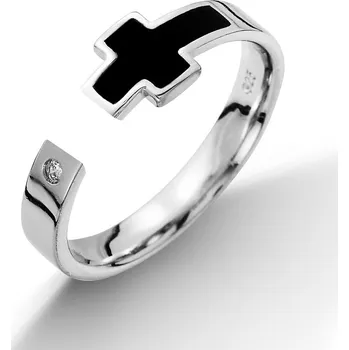 Prsten NUBIS® Stříbrný prsten černý kříž - velikost 58 - NB-5022-58