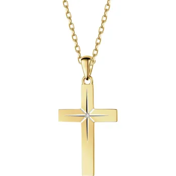 Přívěsek Zlatý přívěsek s diamantem - kříž - 0,003 ct - ryzost 585 - 220.770