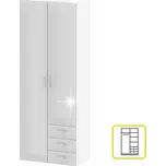 Skříň, 2 - dveřní, bílá extra vysoký lesk HG, GWEN 70425