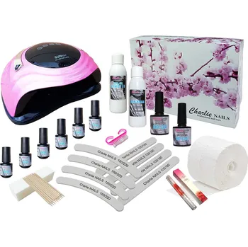 Startovací sada na gel lak nehty Charlie LED 168W růžová perleť