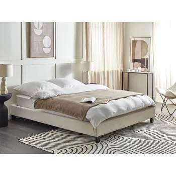Postel Postel světle béžová buklé čalounění 160 x 200 cm rám postele bez čela moderní minimalistický styl ložnice Beliani