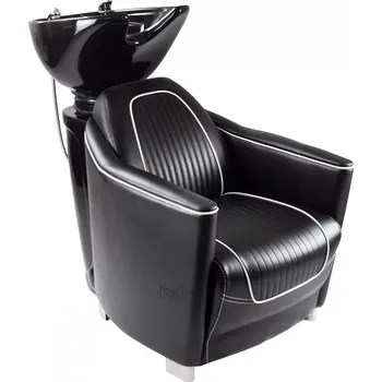 Kadeřnické křeslo Kadeřnický mycí box GRECO - černé umyvadlo, matná černá