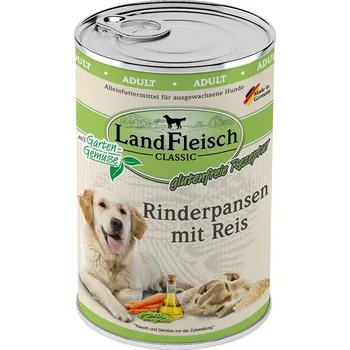 Krmivo pro psa LandFleisch Dog Classic hovězí dršťky s rýží 6 × 400 g