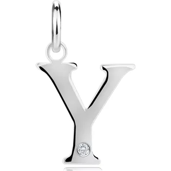 Přívěsek Diamantový přívěsek ze stříbra 925 - velké písmeno Y, kulatý briliant