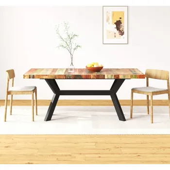 Jídelní stůl vidaXL Jídelní stůl masivní mangovníkové dřevo a ocelový kříž 180 cm [244804] Barva: Vícebarevný