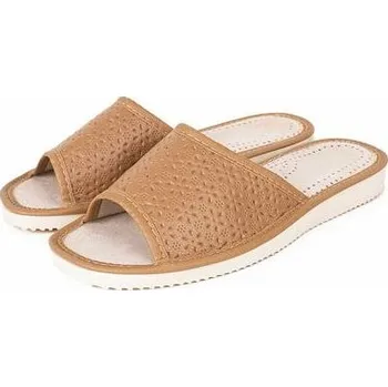 Dámské pantofle Vlnka Dámské letní kožené pantofle bez špice hnědá velikost obuv dospělí 39