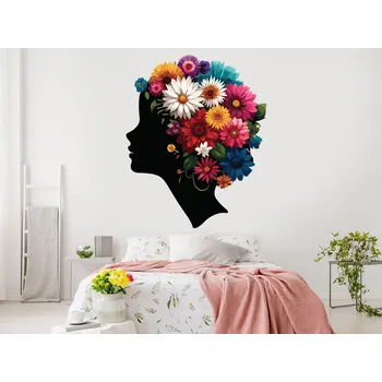 Samolepící dekorace Tvář květinové víly samolepka na zeď arch 16 x 20 cm