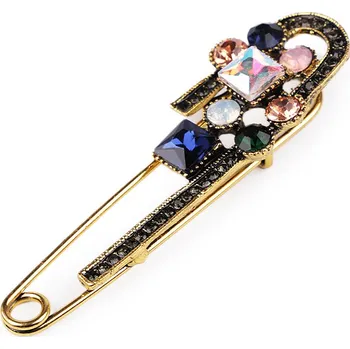 Náramek Brož s broušenými kamínky na spínacím špendlíku, malé, 2 zlatá