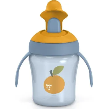 Suavinex Nerozlitný hrníček GO NATURAL 200 ml modrý pomeranč