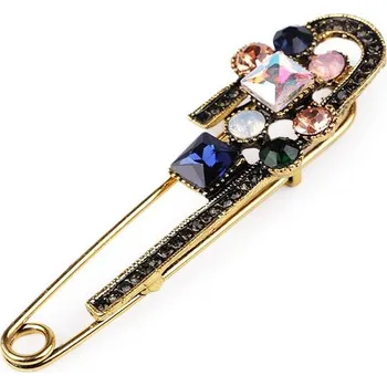 Brož Brož s broušenými kamínky na spínacím špendlíku - 2 zlatá