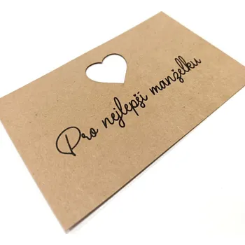 Party dekorace Kartičky k přání, kytici - 12x7 cm - 10 ks - kraftové Pro nejlepší manželku