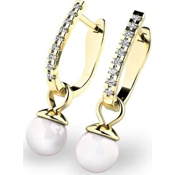 Náušnice Dámské náušnice zirkony a perlami 10862-ZL-ZIR-FW