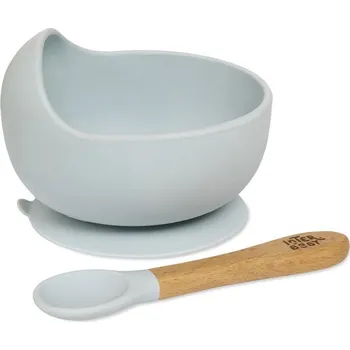 Interbaby Miska silikonová + Lžička silikonová +4 m modrá