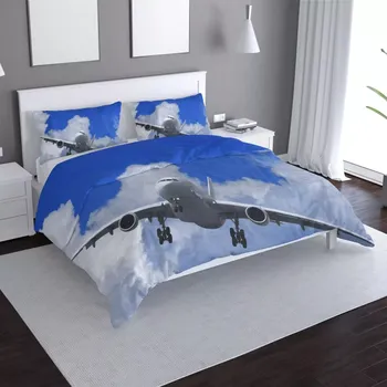 Povlečení Sablio Letadlo při přistání 140 x 220, 70 x 90 cm zipový uzávěr